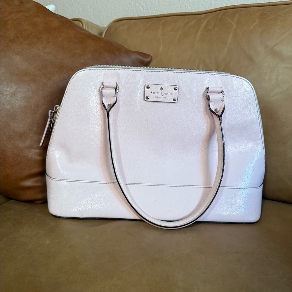 Kate Spade Cream and Pink Satchel with Structured Design